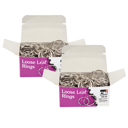 Charles Leonard Loose Leaf Book Rings, 1.5", 100 Per Box, PK2 R49